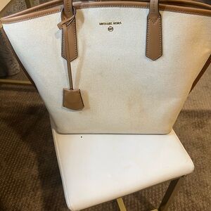 Michael Kors Cream and Brown Tote Bag